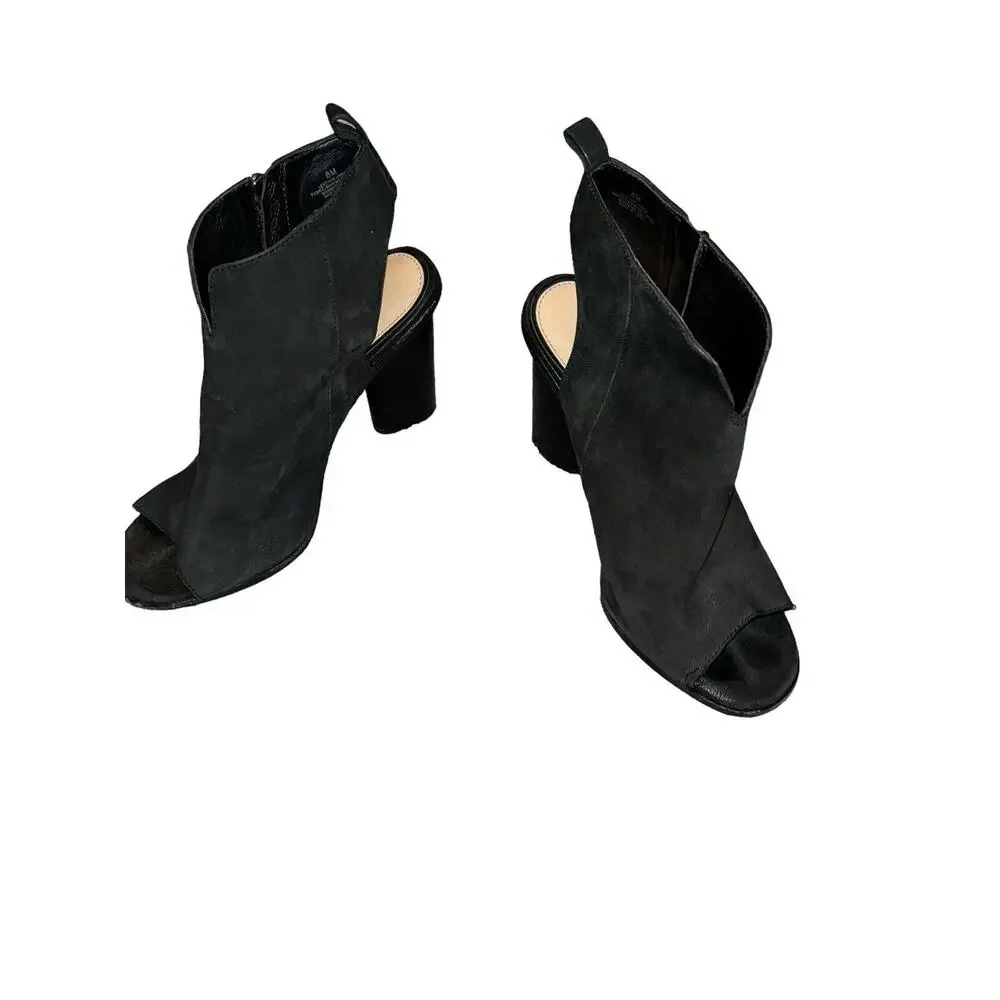 Gianni Bini Womens Sz 8 Suede Ankle‎ Booties Black Zip Side Block Heels